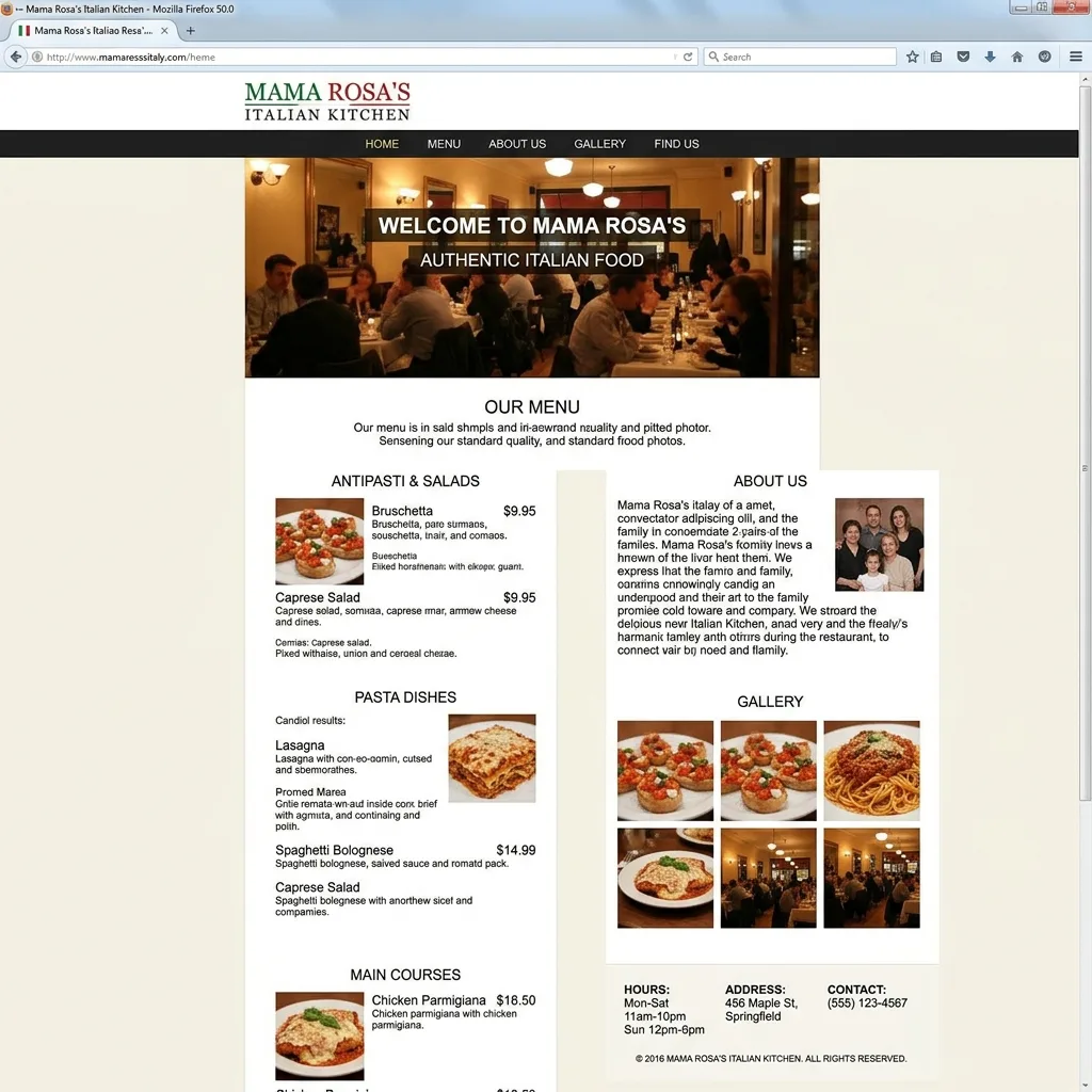 Oude website design voorbeeld